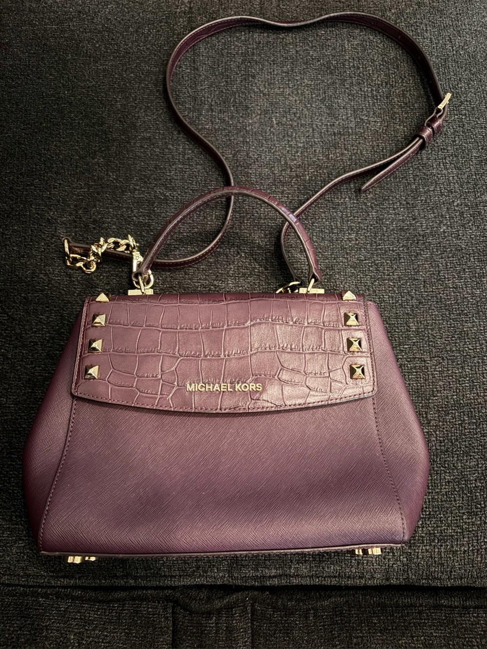 MICHAEL KORS Plum Structured Top-Handle Satchel